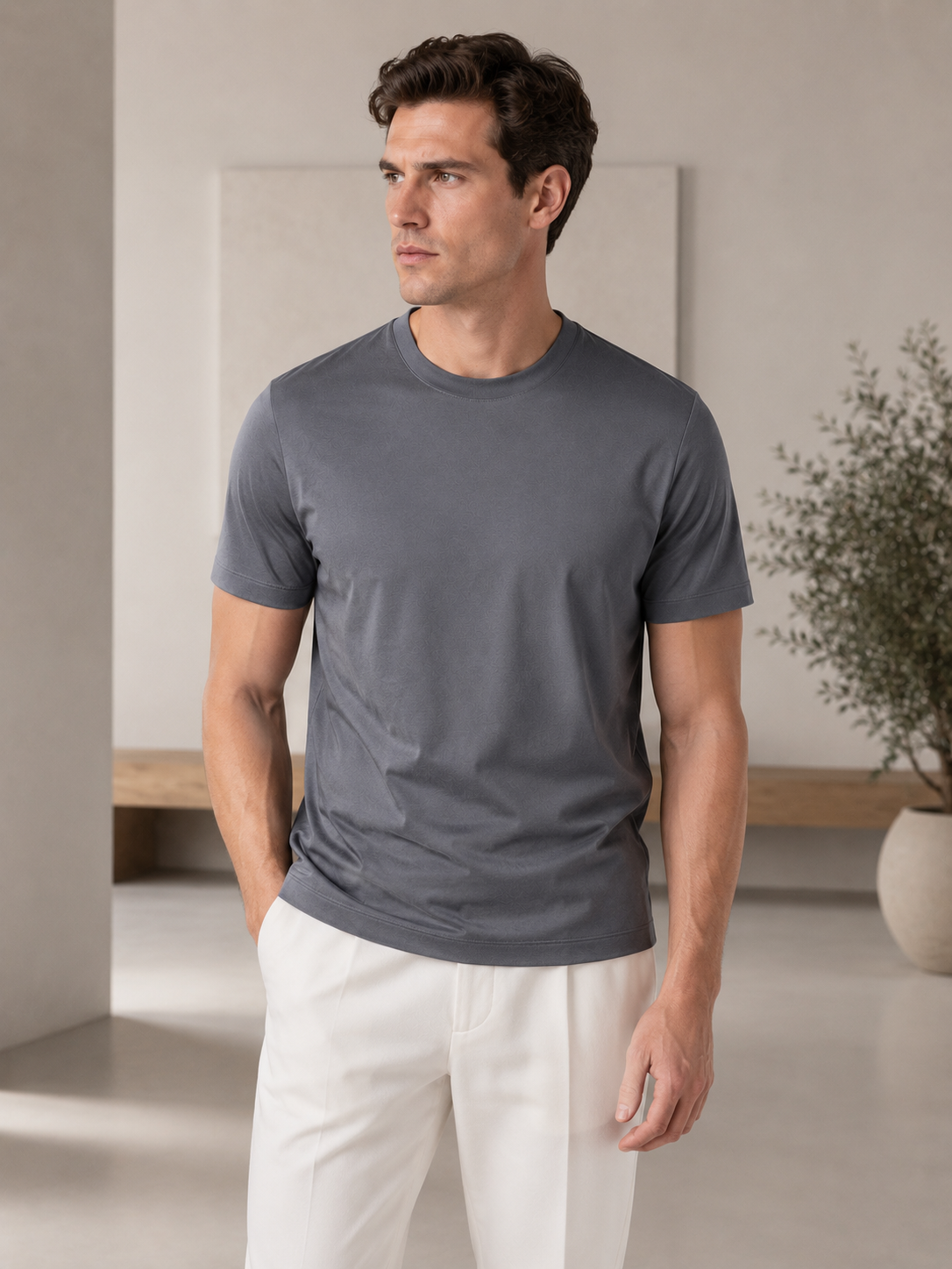 A U R É | Mercerized T-Shirt Ash Grey