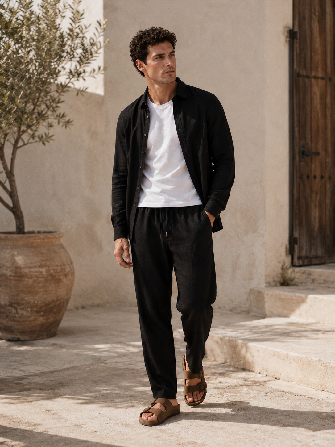 A U R É | Coastal Linen Set Midnight Black