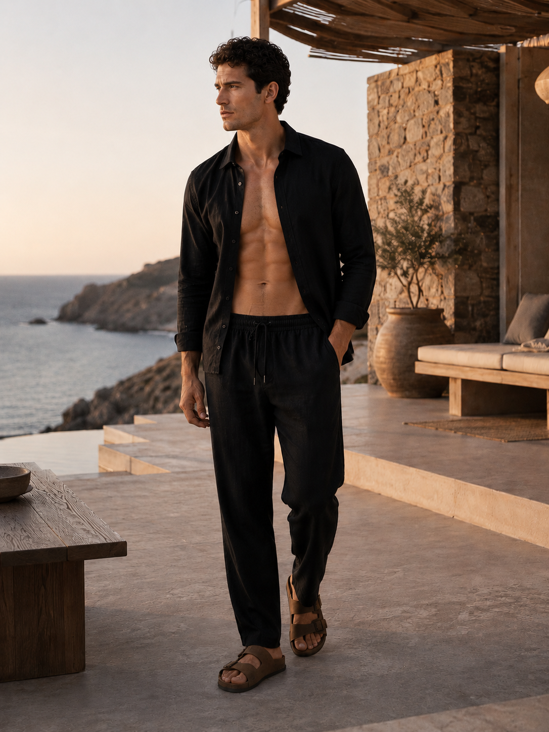 A U R É | Coastal Linen Set Midnight Black