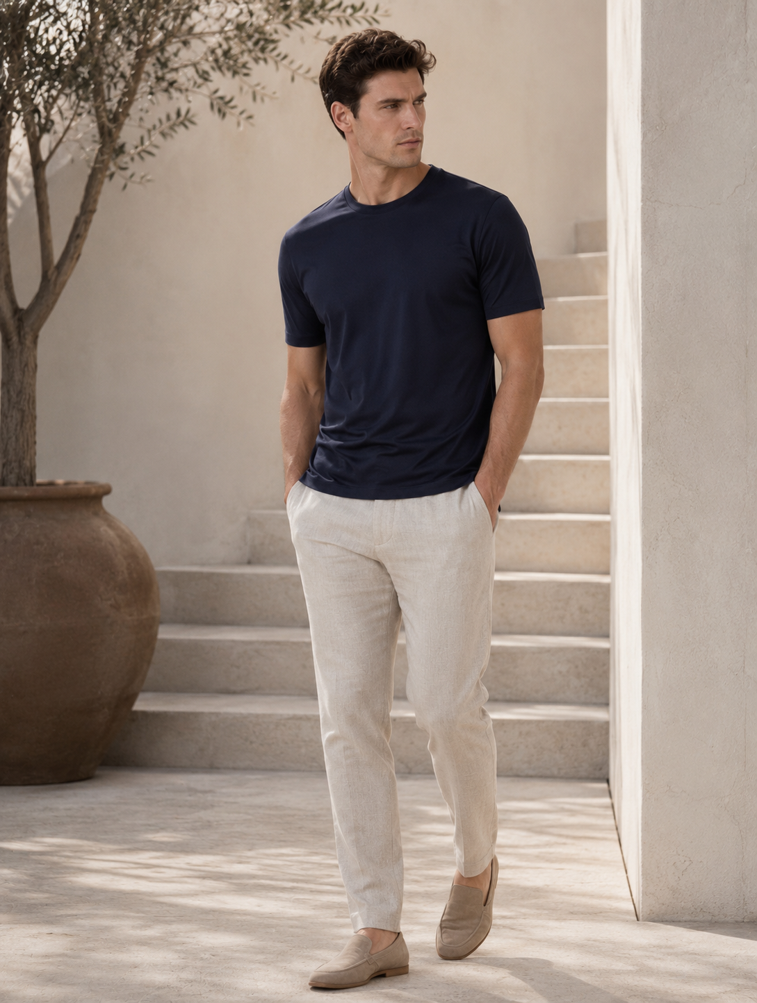 A U R É | Mercerized T-Shirt Deep Blue